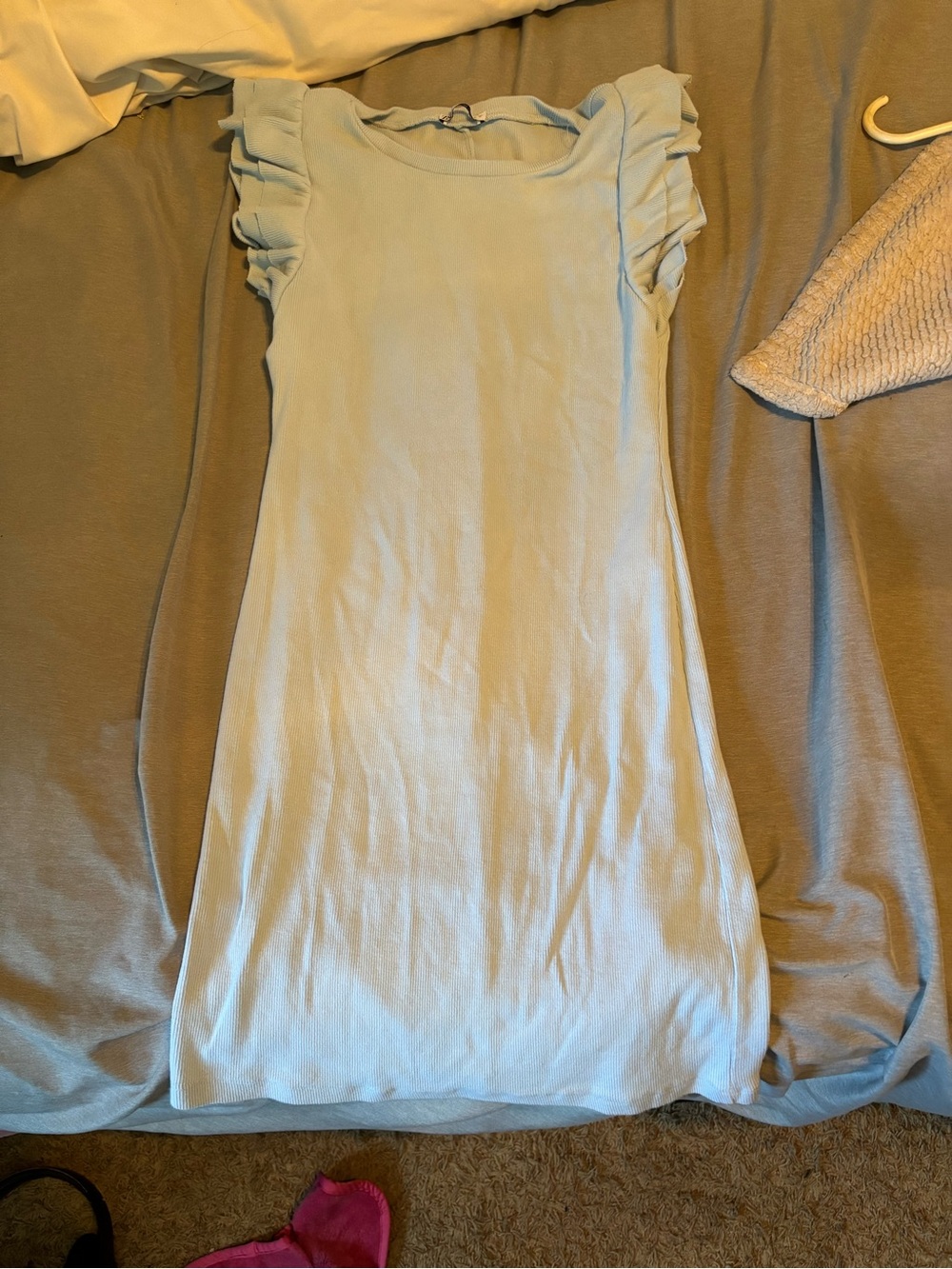 Zara Light Blue Ruffle Sleeve Midi Dress